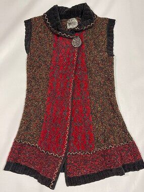 Curio Sleeveless Sweater Vest, Warm-Toned Multi Boucle Knit with Decorative Butt